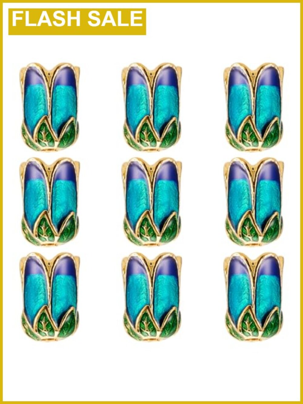 10pc Gold Plated Alloy Flower Enamel Bead Caps for Jewelry Making
